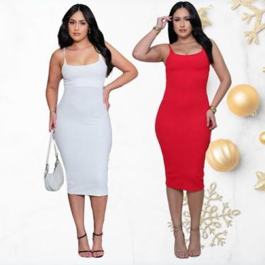 Imagem de Kit com 2 Vestidos Feminino Midi Alcinha Para o Natal e Ano Novo Colad