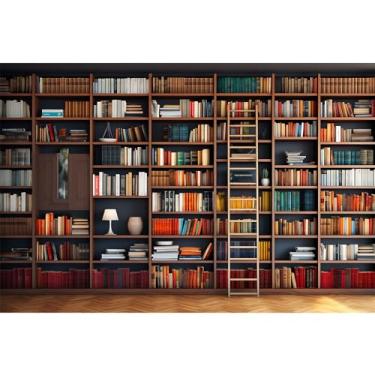 Imagem de Estante fotográfica de fundo escolar, biblioteca, pano de fundo, conferência online, escritório, webcam, zoom, decoração de reunião, retrato, foto, vídeo, estúdio, escritório, 2,7 x 1,8 m