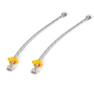 Imagem de Engate Rabicho Par Mangueira Flexivel Monocomando Conexao Femea Trançado Misturador Agua Quente Fria Torneira Pia Cozinha Banheiro