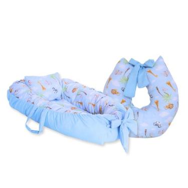 Imagem de kit Ninho Redutor de Berço + Almofada Amamentação Linha Safari - Jbaby