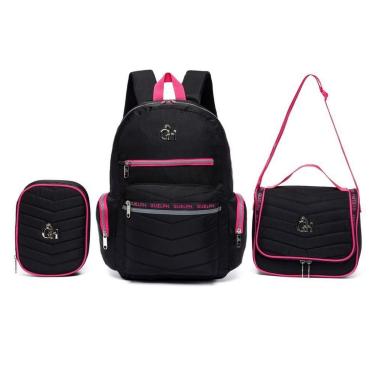 Imagem de Kit Mochila Feminina Guelph Juvenil Bolsa Escolar Infantil Estojo Lancheira-Feminino