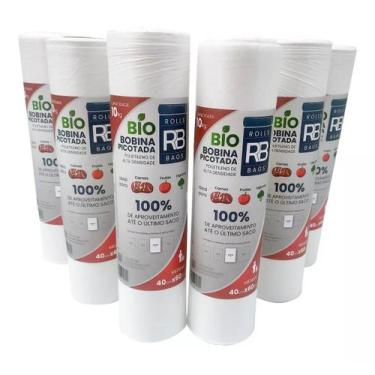 Imagem de Fardo 6 Bobina Plástica Picotada Fundo Reto 40x60 P/10kg - Rolls Bags
