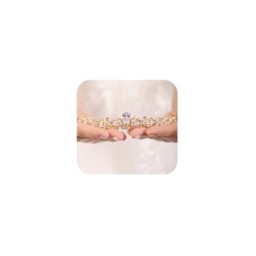 Imagem de Wekicici Tiara de princesa coroa de rainha para tiara de casamento para aniversário, concurso, formatura, festa nupcial, fotografia, fantasia de Halloween para mulheres (ouro)
