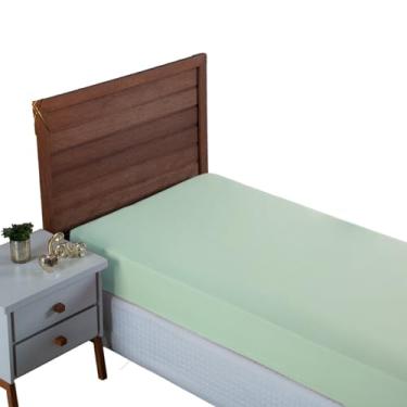 Imagem de Lençol Solteiro 300 Fios Percal 100% Algodão Toque Macio com Elástico Avulso Roupa de Cama Box (Verde)
