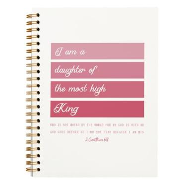 Imagem de hold fizz Caderno Cristão, Caderno de Diário da Bíblia, Presentes Cristãos para Mulheres Fé, 2 Coríntios 6:18 Filha de um Rei, Caderno Espiral de Capa Dura 5,5 x 8,3