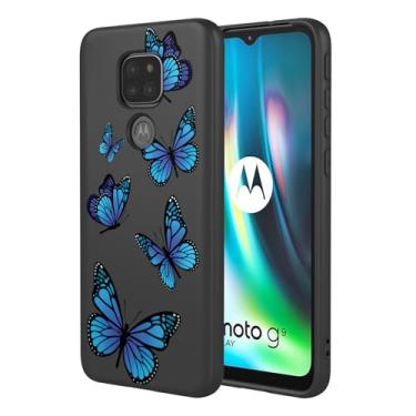 Imagem de HTXWXJC Capa de telefone para Moto G9 Play, Motorola G9/Moto E7 Plus XT2081-1 capa à prova de choque flexível bumper TPU capa macia padrão borboleta capa de telefone para Motorola Moto G9 Play