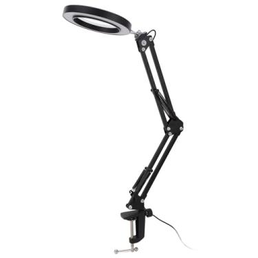 Imagem de Lupa Com Luz e Suporte, Lupa de Joias 5x 10 Níveis de Brilho e 3 Modos de Cor Luz de Bancada Com Clipe para Tarefas Detalhadas