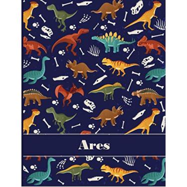 Imagem de Ares: Personalized Composition Notebook For Boys, Dinosaur Journal Lined , Wide Ruled Comp Book Kids Grades K-2,Preschool, Kindergarten (8.5'' x 11'') 110 Pages