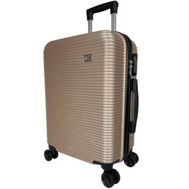 Imagem de Mala de Viagem 26" Estriada com Rodinhas Giratórias 360° Mala ABS Grande Resistente Prática e Segura para Viagens Nacionais e Internacionais Design Moderno e Funcional para o Seu Conforto (Rosê Gold)