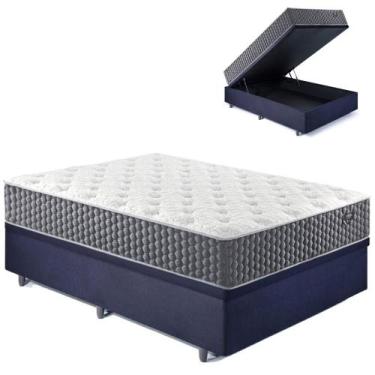 Imagem de Base Box Baú Casal 138x188 Suede Preto com Colchão Relax Fresh Molas E