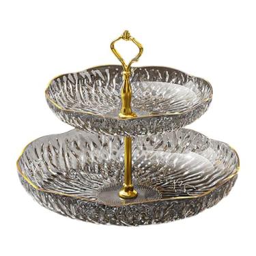 Imagem de Bandeja de placa de frutas bandeja de bolo de bandeja de lanches bandeja decorativa de servir bandeja de sobremesa para divertir lanches frutas, Cinza, 2 Níveis