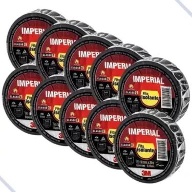 Imagem de Kit 10 Fita Adesiva Isolante 3m Imperial 20m X 18mm Preto - NoBrand