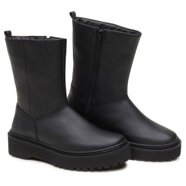 Imagem de Bota Chelsea Feminina Coturno Zíper Montaria Cano Médio Tratorada Sola