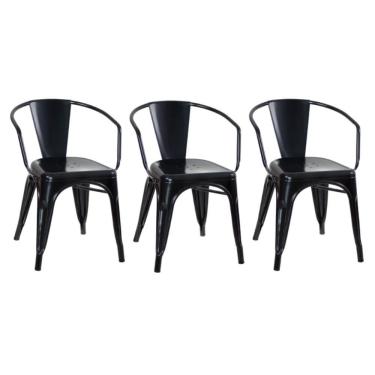 Imagem de Kit 3 Cadeiras Tolix Ferro Francesinha com Braço