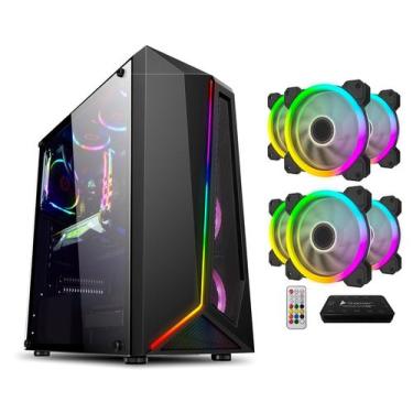 Imagem de Gabinete Gamer Xway 01151 Usb3.0 Led 6 Fans Com Controladora, Preto