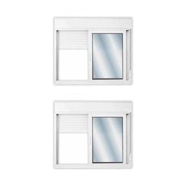 Imagem de Kit com 2 Janelas de Alumínio Persiana Integrada 140x150cm com Vidro L