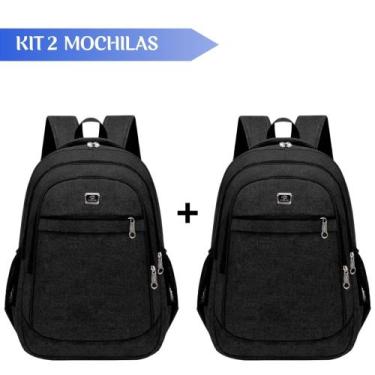 Imagem de Kit 2 Mochilas Bolsa Viagem Resistente Coreana Masculina Feminina - Co