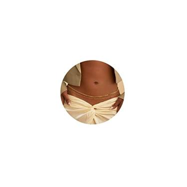 Imagem de RLMOON Corrente de cintura feminina banhada a ouro 18 K, 66 a 109 cm, corrente de barriga para o corpo de ouro, ajustável, plus size, sexy, em camadas, para biquíni de praia de verão, M(31.5-37.5INCH), Tipo de material sem, Sem pedras preciosas