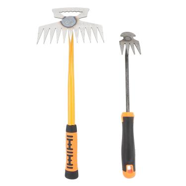 Imagem de Pequeno Ancinho de Jardim, Puxador Com Alça, Elástico de Dupla Fins, Ferramenta Multifuncional de Ervas Daninhas, 11 Dentes Robustos e 4 Ancinhos de Dentes, Manual de Mão Manual