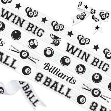 Imagem de Conjunto de 5 fitas de bilhar, fitas de gorgorão de 1,5 cm x 3 m cada, padrões de troféu de taco de sinuca de 8 bolas, embrulho de presente de torneio para jogadores, sala de jogos, decorações de