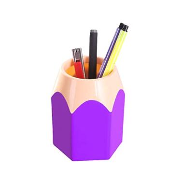 Imagem de Porta-lápis criativo para caneta, papelaria, mesa, caixa de armazenamento, material de escritório (roxo, 7,5 x 10 cm)