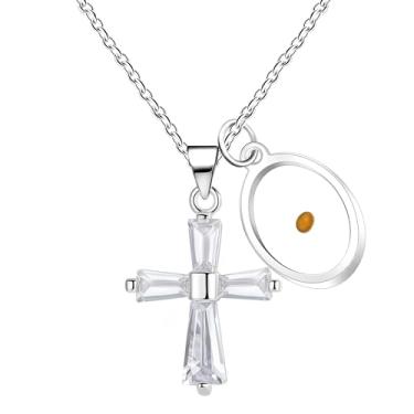 Imagem de Mayfaith Colar de cruz de zircão brilhante moderno europeu e americano, colar de fé de semente de mostarda masculino e feminino, um presente para si mesmo, família e amigos próximos YA938, Adjustable,