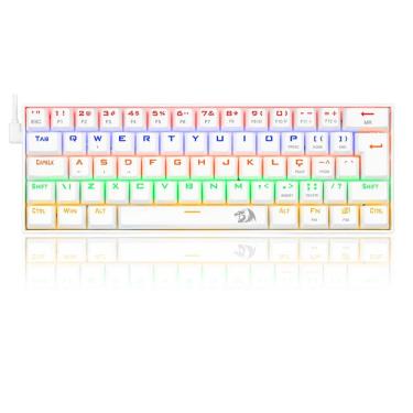 Imagem de Teclado Gamer Mecanico Lakshmi Rainbow Branco Switch Azul Abnt2