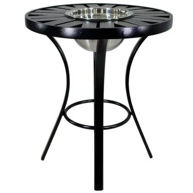 Imagem de Mesa de Centro com Balde de Bebidas e Tampo Ripado em Alumínio para Área, Jardim, Edícula, Piscina e Decoração Trama Original