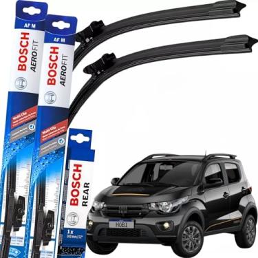 Imagem de Kit Palheta Limpador Parabrisa Par Dianteiro e Traseiro Original Bosch Multiclip Mobi 2021 À 2025