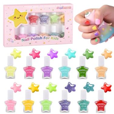 Imagem de wakaniya Conjunto de esmalte infantil para meninas, 12 cores doces, esmaltes pequenos, não tóxicos à base de água, de secagem rápida, para crianças, conjunto de arte de unhas seguro para baixo odor