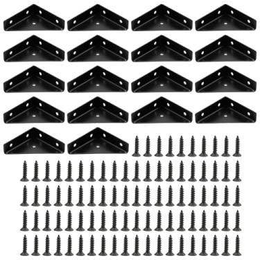Imagem de VIKKSAER 18 peças de suporte de canto preto, suporte de prateleira triangular com parafusos, suporte de canto angular de metal para cama, mesa, armário, mesa, estante de livros, móveis