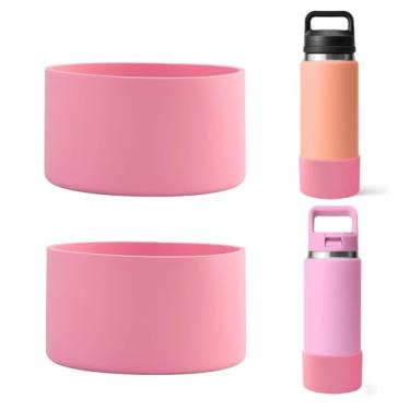 Imagem de UWSTE 2 peças de bota de silicone para garrafa YETI Rambler 1,020 g, protetor inferior de manga antiderrapante acessórios para YETI Rambler 1,020 g, silicone livre de BPA (rosa)