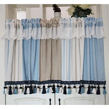 Imagem de LUOFDCLDDD Cortinas curtas, cortina para janelas cortinas de meia janela cortinas de cobertura de janela para sala de estar de casa de banho 1 painel/stripe1/W * H 150 * 130 cm