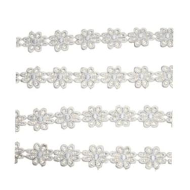 Imagem de Renda guipir de flor 10 mm cor branco metro - CARRETEL