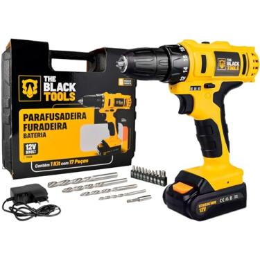Imagem de Parafusadeira Furadeira Sem Fio The Black Tools Bateria 12v Cor Amarelo e Preto Frequência 60 110V/220V