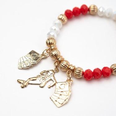 Imagem de Pulseira Zé Pelintra Baralho Dourado Cristal Vermelho Branco - Lua Mís