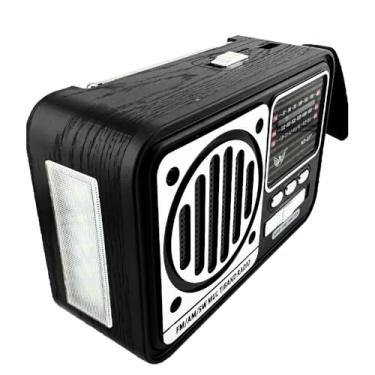 Imagem de Rádio Vintage Retrô Portátil Bluetooth Recarregável AM FM - Entrada USB, Pendrive, Cartão SD, Aux, Pilha ou Tomada - Rádio com Alto-Falante e Alça - Estilo Clássico e Moderno (Preto)