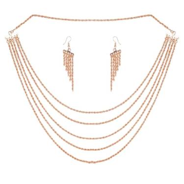 Imagem de NOVO! Touchstone Indian Bollywood moda fresca feita à mão estilo moderno definição multicamadas fio grosso trançado colar brincos conjunto de joias de designer em tom dourado para mulheres., Liga