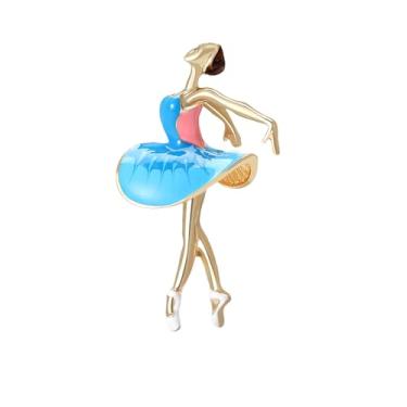 Imagem de Broche de bailarina para mulheres banhado a ouro delicado colorido esmaltado lapela broche suéter xale cachecóis vestido terno crachá roupas mochila jaqueta dançarina amante acessórios joias, 2.1