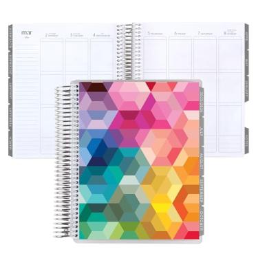 Imagem de Erin Condren Agenda de vida em espiral de 12 meses (julho de 2025 a junho de 2026), calendário semanal e mensal de 17,78 x 23 cm, papel de peso de texto de 36 kg, capas hexagonais, tema mínimo, layout
