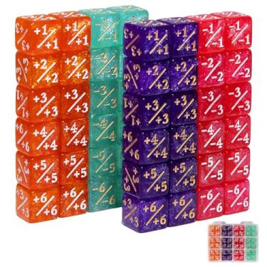 Imagem de SIXPOINTS 48Pcs 12mm MTG Counter Dice Plus 1 Life Counters +1/+1 Tokens 4 Color 6 Sided Dice Set with Case for Magic The Gathering, MTG, TCG, Card Games Accessories (Purple &Pink &Orange &Blue)