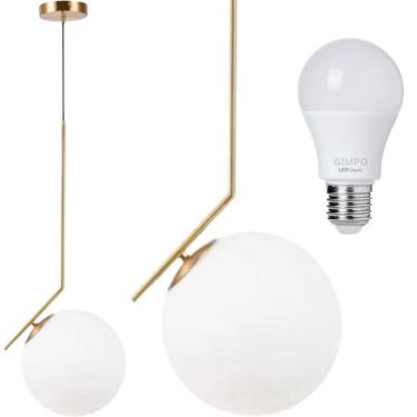 Imagem de Luminária Pendente Jabuticaba 45Cm Angular Globo Vidro 15Cm