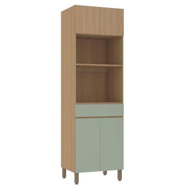 Imagem de Paneleiro 70cm 4 Portas E 1 Gaveta Com Espaço Torre Quente S Freijó-freijó -verde Jade