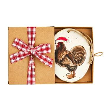 Imagem de Mud Pie Enfeite de Natal de grés, frango, 12,7 cm x 10,16 cm