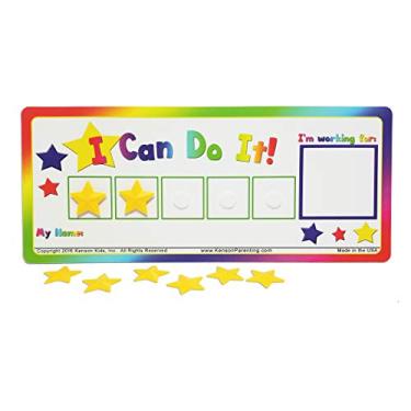 Imagem de Kenson Kids “I Can Do It!” Token Board. Colorful Magnetic Rewards Chart with Positive-Reinforcement Stars and Customizable Goal Box. Great for Ages 3-10. Measures 5-Inches by 11-Inches