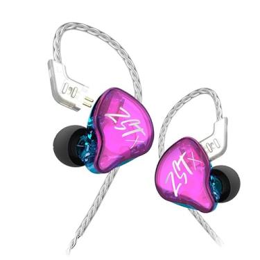 Imagem de Kinboofi Fone de ouvido intra-auricular KZ ZSTX, fone de ouvido com fio 1BA 1DD HiFi com driver híbrido, som de alta fidelidade, fone de ouvido IEM com cabo removível (roxo, sem microfone)..