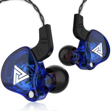 Imagem de Qkz ak6 Fones de ouvido para jogos com microfone, fones de ouvido esportivos universais de alta fidelidade de 3,5 mm para corrida com microfone, fones de ouvido de música (com microfone, azul)