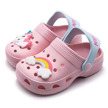 Imagem de Namektch Pantufas infantis para crianças pequenas, antiderrapantes, para meninas, meninos, sapatos de jardim, sem cadarço, chinelos de praia, piscina, chuveiro, Unicórnio - rosa, 11.5-12 Little Kid