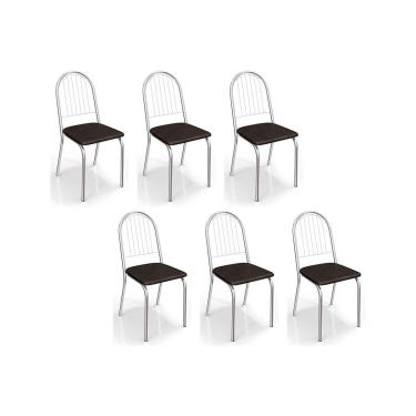 Imagem de Cadeira de Cozinha Noruega C077 Kit 6 Un Cromada/Preto 110 - Kappesberg