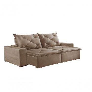 Imagem de Sofá 3 Lugares Retrátil E Reclinável Plutão Suede Cor:Palha
